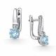 Серебряные серьги АЛЬКОР 02-6021/00ТБ-00 с топазом и фианитом