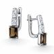 Серебряные серьги АЛЬКОР 02-6023/00РТ-00 с фианитом и раухтопазом