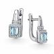 Серебряные серьги АЛЬКОР 02-6031/00ТБ-00 с топазом и фианитом