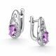 Серебряные серьги АЛЬКОР 02-6032/00АМ-00 с фианитом и аметистом