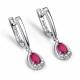 Серебряные серьги АЛЬКОР 02-6110/000Р-00 с фианитом и рубином