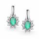 Серебряные серьги АЛЬКОР 02-6116/000И-00 с фианитом и изумрудом