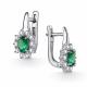 Серебряные серьги АЛЬКОР 02-6116/000И-00 с фианитом и изумрудом
