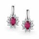 Серебряные серьги АЛЬКОР 02-6116/000Р-00 с фианитом и рубином