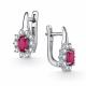 Серебряные серьги АЛЬКОР 02-6116/000Р-00 с фианитом и рубином