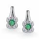 Серебряные серьги АЛЬКОР 02-6117/000И-00 с фианитом и изумрудом