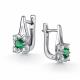Серебряные серьги АЛЬКОР 02-6117/000И-00 с фианитом и изумрудом