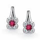 Серебряные серьги АЛЬКОР 02-6117/000Р-00 с фианитом и рубином