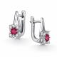 Серебряные серьги АЛЬКОР 02-6117/000Р-00 с фианитом и рубином