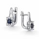 Серебряные серьги АЛЬКОР 02-6117/000С-00 с фианитом и сапфиром