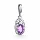 Серебряная подвеска АЛЬКОР 03-6032/00АМ-00 с фианитом и аметистом