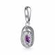 Серебряная подвеска АЛЬКОР 03-6032/00АМ-00 с фианитом и аметистом
