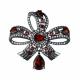 Серебряная брошь АЛЬКОР 04-2034/00ГР-00 с фианитом и гранатом