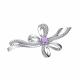 Серебряная брошь АЛЬКОР 04-3605/00АМ-00 с фианитом и аметистом