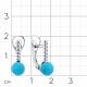 Серьги из белого золота Мастер Бриллиант 05M2-209406-00-38 с бриллиантом и бирюзой