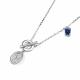 Серебряное колье АЛЬКОР 06-4623/0ГТС-00 с гидротермальным сапфиром