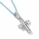 Текстильный шнурок-колье Крест с замком из серебра АЛЬКОР с бриллиантом 06-5623/100Б-00
