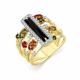 Кольцо из лимонного золота Мастер Бриллиант 06M1-309102-00-55 с бриллиантом, агатом и турмалином