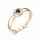 Золотое кольцо АЛЬКОР 13806-103 с бриллиантом и рубином