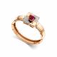Золотое кольцо АЛЬКОР 16896-103 с бриллиантом и рубином