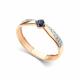Золотое кольцо АЛЬКОР 16907-102 с бриллиантом и сапфиром