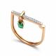 Золотое кольцо АЛЬКОР 16916-101 с бриллиантом и изумрудом