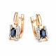 Золотые серьги АЛЬКОР 23933-102 с бриллиантом и сапфиром