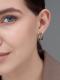 Золотые серьги АЛЬКОР 26086-118 с бриллиантом, чёрным бриллиантом и коньячным бриллиантом