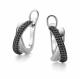 Серьги из белого золота АЛЬКОР 26715-213 с чёрным бриллиантом