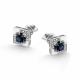 Серьги из белого золота АЛЬКОР 26896-202 с бриллиантом и сапфиром