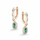 Золотые серьги АЛЬКОР 26898-101 с бриллиантом и изумрудом
