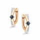 Золотые серьги АЛЬКОР 26907-102 с бриллиантом и сапфиром