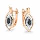 Золотые серьги АЛЬКОР 27016-102 с бриллиантом и сапфиром