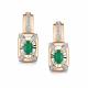 Золотые серьги АЛЬКОР 27022-101 с бриллиантом и изумрудом