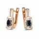 Золотые серьги АЛЬКОР 27022-102 с бриллиантом и сапфиром