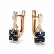 Золотые серьги АЛЬКОР 27062-102 с бриллиантом и сапфиром