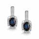 Серьги из белого золота АЛЬКОР 27142-202 с бриллиантом и сапфиром