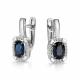 Серьги из белого золота АЛЬКОР 27142-202 с бриллиантом и сапфиром