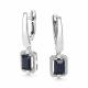 Серьги из белого золота АЛЬКОР 27144-202 с бриллиантом и сапфиром