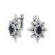 Серьги из белого золота АЛЬКОР 27205-202 с бриллиантом и сапфиром