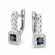 Серьги из белого золота АЛЬКОР 27289-202 с бриллиантом и сапфиром