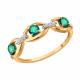 Золотое кольцо SOKOLOV 3010799 с бриллиантом и изумрудом