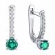 Серьги из белого золота SOKOLOV 3020540-3 с бриллиантом и изумрудом