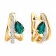 Золотые серьги SOKOLOV 3020772 с бриллиантом и изумрудом