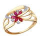 Золотое кольцо Александра 4011850ск с бриллиантом и рубином