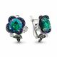 Серебряные серьги AQUAMARINE 4498796БГ с фианитом, опалом, гидротермальным сапфиром и гидротермальным изумрудом