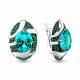 Серебряные серьги AQUAMARINE 4703288Г с гидротермальным изумрудом и турмалином