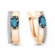 Золотые серьги AQUAMARINE 4785908А с фианитом и Лондон топазом