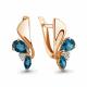 Золотые серьги AQUAMARINE 4786608А с фианитом и Лондон топазом