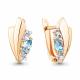 Золотые серьги AQUAMARINE 4793905А с топазом и фианитом